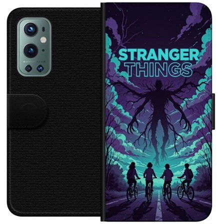 Kompatibelt Plånboksfodral till OnePlus OnePlus 9 Pro Stranger Things-inspirerad fantasyillustration med mörkt monster, cyklande barn och dramatisk