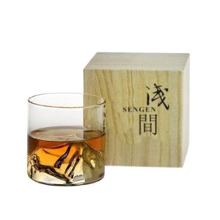 Stor 3D Berg Japanskt Whiskeyglas Old-fashion Rock Trälåda Vodka Vin