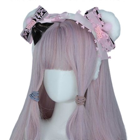 Mjukt runt diadem med björnöron, handgjord rosett hårband, håraccessoarer för fest, passar för DIY-hår - Vitrosa