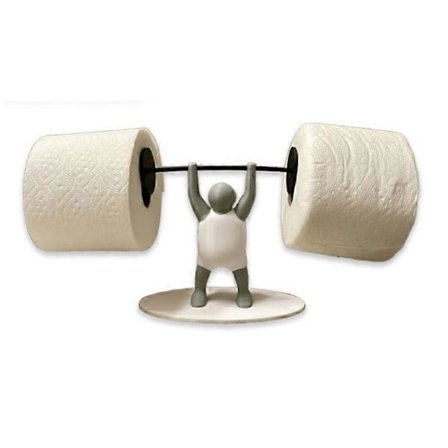 Morsom vektløfter toalettrullholder, unik 3D-printet toalettpapirholder