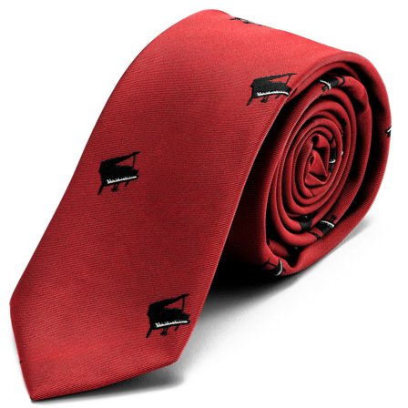 Burgundy Skinny Tie with Pianos for Men - Skinny ties