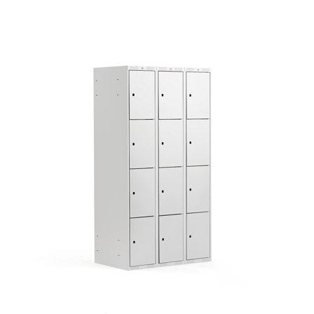 Schließfachschrank CLASSIC, 3 Module/4 Türen, 1740 x 900 x 550 mm, grau