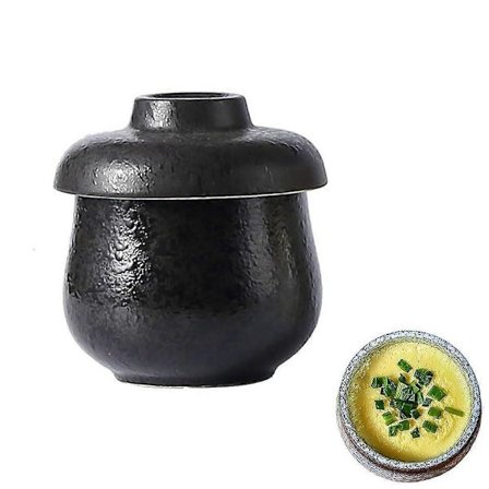 Vintage Porslins Äggkokare med Lock, Keramisk Ångkokare för Chawanmushi & Löskokt Frukost
