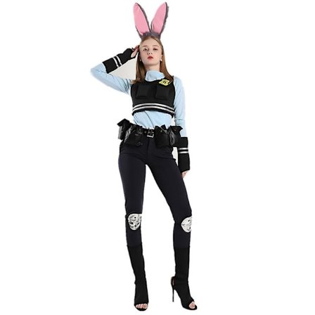 Zootopia Bunny Cosplay Judy Hopps Kostyme komplett sett Halloween Fancy Dress Karneval Kostyme for kvinner