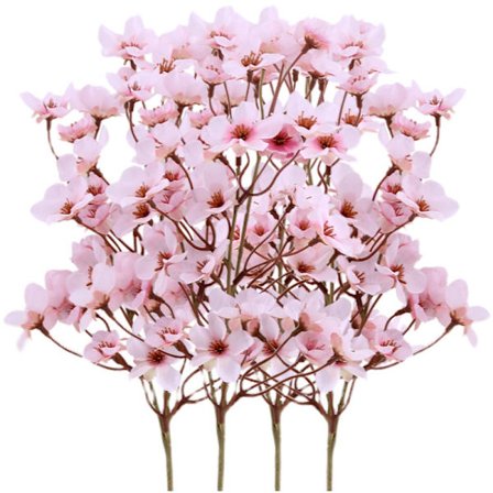 4 stk kunstige kirsebærblomster, silkeferskenblomster falske planter arrangement for DIY hage hjem bryllupsfestdekor rosa