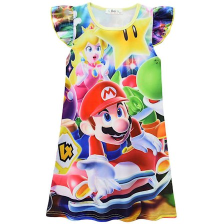 5-9 år Barn Flickor Super Mario Printed Nattlinne Sommarklänning Pyjamas Presenter