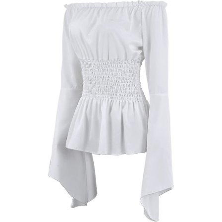 Kvinde Renæssance Bluse Toppe Korset Livrem Middelalderlig Victoriansk Off Shoulder Langærmet Skjorte Pirat Cosplay Kostumer -a