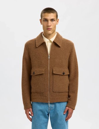 Selected Slhjakob Wool Blend Jkt - Brown - XL