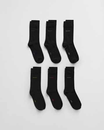 GANT Herren 6er-Pack Weiche Baumwollsocken (43-45) Schwarz