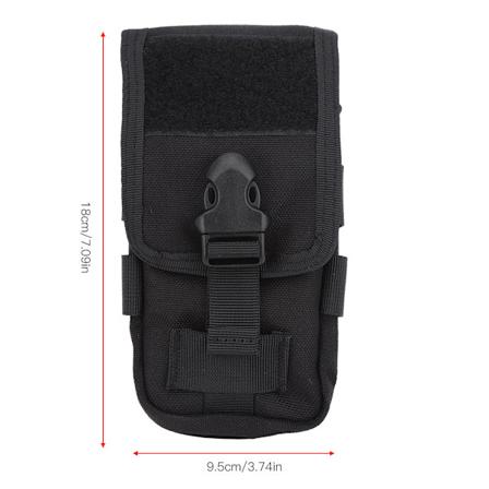 LB-14 1000D Polyester Dubbelskikts Mobiltelefonväska Utomhus Taktisk Multifunktionell EDC Midjeväska Svart 4 Tum