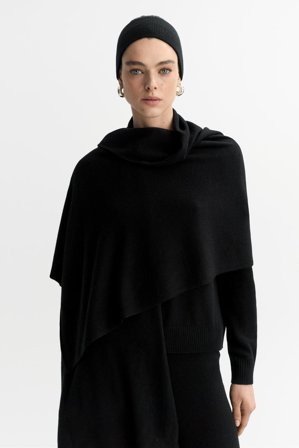 Soft Goat - Knitted scarf - Cashmere scarf - One Size - Black