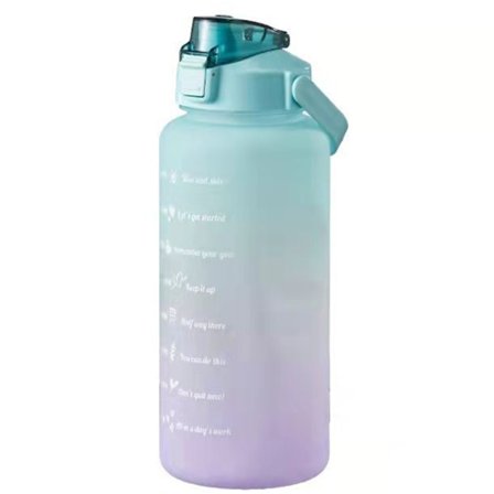 Bærbar sportsdrikkeflaske med sugerør og motiverende påmindelse om tidsmarkering