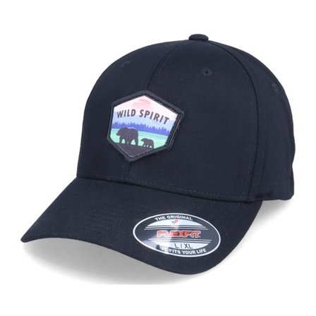 Wild Spirit - Svart flexfit Keps - Bear And Cub Patch Black Flexfit @ Hatstore