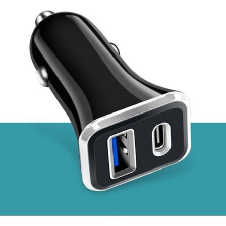 12W Bil Laddare PD + Dubbla USB-portar Biltelefonladdare 2.4A Dubbla Portar Bil Laddare