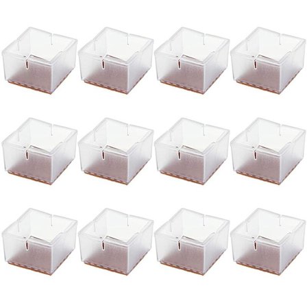 12 stk serie silikonbeskyttende deksler forhindrer riper og støy firkantede stolbenhetter anti-bordfottrekk