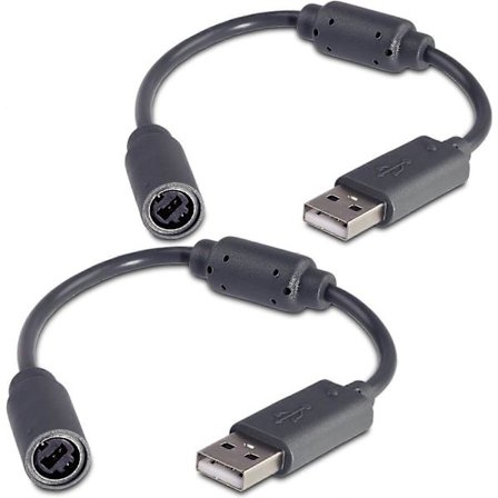 Xbox 360 PC och Xbox360 Trådbunden Handkontroll Adapter, USB-kabel USB-Adapter för Spelkontroller, Xbox 360 PC Handkontroll 2 Kablar/Svart