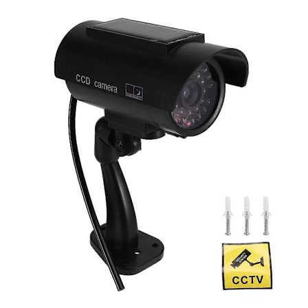 Simuleringssolcellskamera Utomhusövervakning Simuleringskamera Falsk Kamera Dummy Cam med LED-Lampa Svart