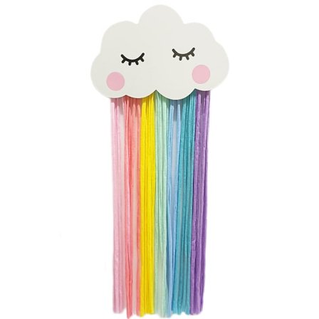 Handgjord vävnad Boho väggdekoration Bomull Makramé Tofs för heminredning - Moln regnbåge-9" B×25,6" L-B