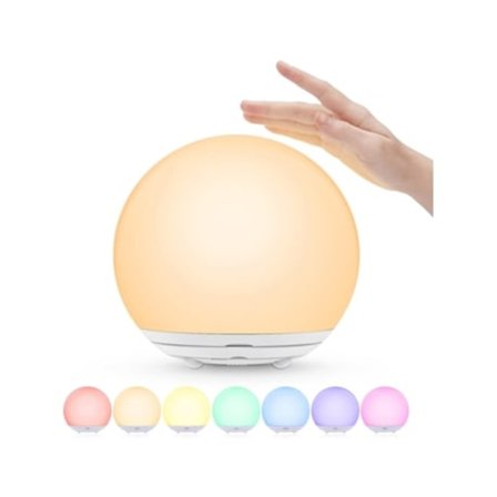 Led Nattlampa, Nattlampa för Barn, USB Uppladdningsbar Bordslampa med Dimmer, Varmt Ljus, 7 Färger, Touchkontroll, 0.5/1 timmes Timer Beijiyi