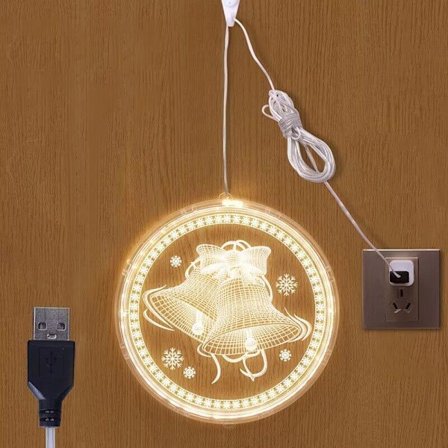 Julevindueslys Dekorationer, Juledekoration LED Lille Lanterne Hjem Dekoration Festlig Rum Arrangement (Juleklokke) - USB Type