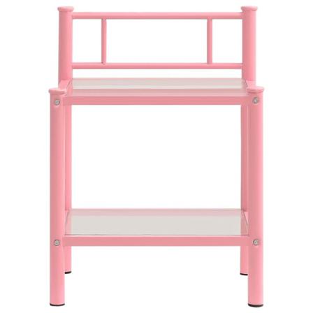 Vidaxl Sängbord Rosa Och Transparent 45x34,5x60,5 Cm Metall Och Rosa