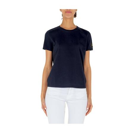 Elisabetta Franchi Christment T-shirt with personalized sleeve Ma00721E2 Sort, Dame T-shirts
