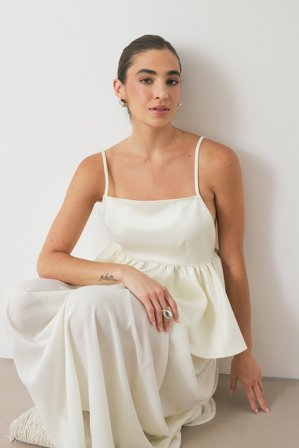 NA-KD Haut peplum à bretelles et dos ouvert - Top Nouvel an - Crème - EU 40