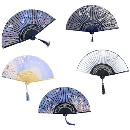 5 kpl Naisten Silkki Taitettavia Viuhkoja Herkkä Ainutlaatuinen Japanilaistyylinen Silkkiviuhka Käsityö Käsintehdyt Lahjat