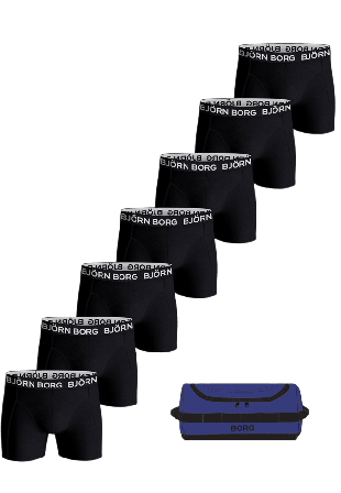 Björn Borg Cotton Stretch Boxer + Wash Bag 7P Boxers Herr Flerfärgad L