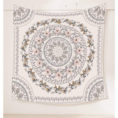 Piirretty kukallinen mitali-tapetti, boheemi mandala-seinävaate