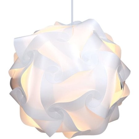 XL lampeskærm puslespilslampe – IQ lampe 30 dele, 15 designs, hvidt lys – diameter ca. 40 cm – med loftmontering, E27 fatningskabel