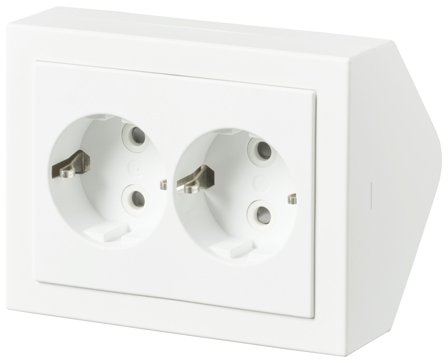 ABB 402EE-884 Hörnbox 2-vägs, vit, jordad, Strömbrytare & vägguttag