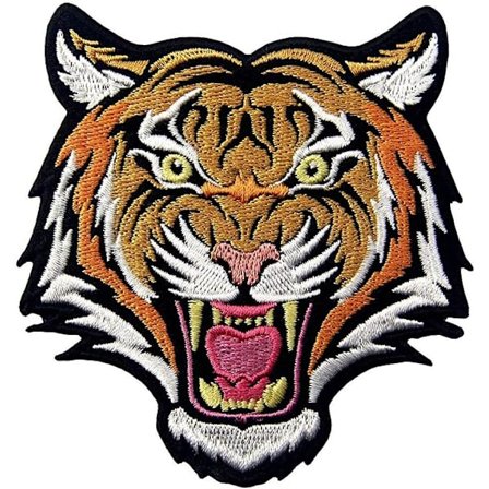 Taktisk brølende tigerhoved broderet patch, dyr broderet badge, velcro krog