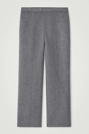 COS Men's Double Faced Wool Straight Leg Trousers in Grey