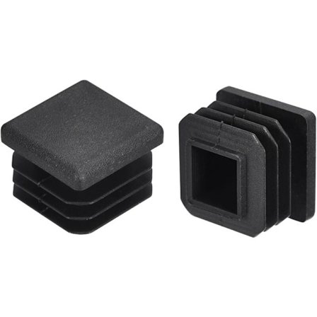 20 Svarte Firkantede Plasthetter for 20mm x 20mm Rør - Pakke med 20