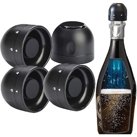 Mousserande Vinstopp, 4-pack Champagneflaskkorkar med Present