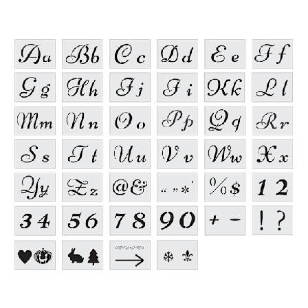 40 stk. stencils bogstaver til maling på træ, 80 stk. craft stencil skabeloner, genanvendelige plast alfabet skabeloner med Nu