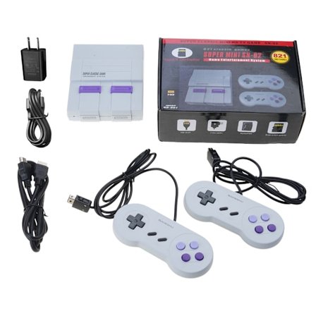 Retro-pelikonsoli klassinen pelijärjestelmä kahdella NES-ohjaimella, sisäänrakennettu 821 peliä