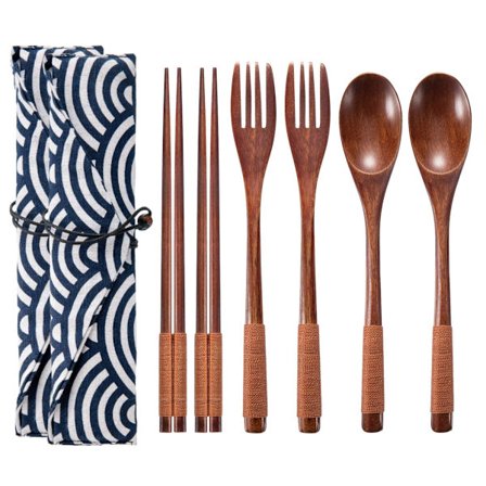 Puiset ruokailuvälinesetit 2 kpl Puiset haarukka ja lusikka Syömäpuikot uudelleenkäytettävä ruokailuvälinesetti matkatarvikkeet 
