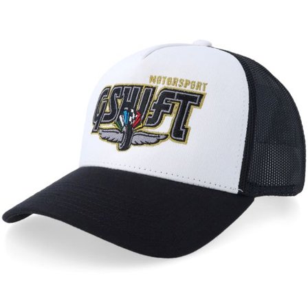 Gearshift - Svart trucker Keps - Gshift Motorsport Logo White/Black A-frame Trucker @ Hatstore
