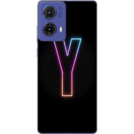 Kompatibel Mobilcover til Motorola Motorola Moto G85 Minimalistisk neonbogstav Y i farveskiftende lys mod sort baggrund