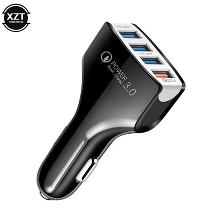 Bil laddare 4 port USB bil laddare snabbladdare QC 3.0 mobiltelefon laddningsadapter för iPhone Samsung bil mobiltelefon