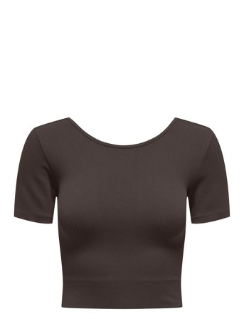 Onpjaia Life Ss 2-Way Crop Seam Top Noos Sport Crop Tops Short-sleeved Crop Tops Brown Only Play