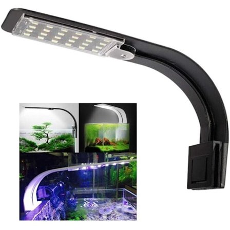 Akvarie Lys LED Lampe Hvid og Blå Nano Clip Belysning til Fisk Planter 23-50 cm--
