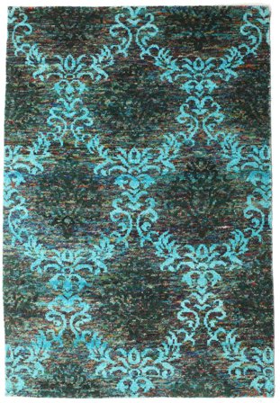 Tapis En Soie Kamala Bleu Clair/Multicolore