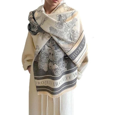 Dame tørklæde - dame tørklæde - m/ kvaster - 180 × 65 cm - Vintertørklæde - dame vintertørklæde