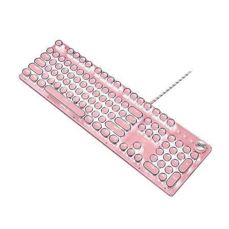 Retro Mekaniskt Gaming Tangentbord 104 Tangenter, LED-bakgrundsbelyst Mekaniskt Dator Tangentbord Med USB-punk Cherry Blossom Rosa