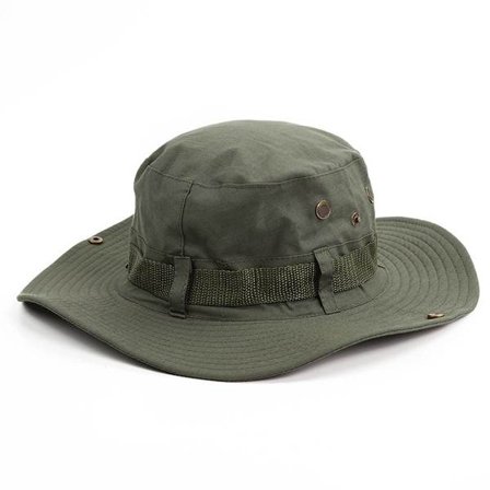 Solhatt - Stilig - Bomull - Unisex solhatt - Justerbar sommerfiskehatt for utendørs bruk - Militærgrønn