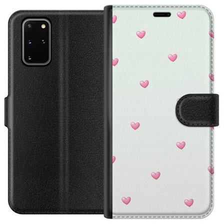 Kompatibel Tegnebogsetui til Samsung Samsung Galaxy S20+ Minimalistisk mønster med lyserøde hjerter på en lysegrå baggrund, sødt og enkelt design