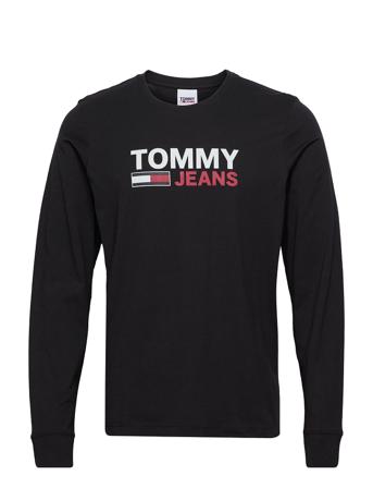 Tjm Longsleeve Corp Logo Tee T-Langærmet Skjorte Sort Tommy Jeans